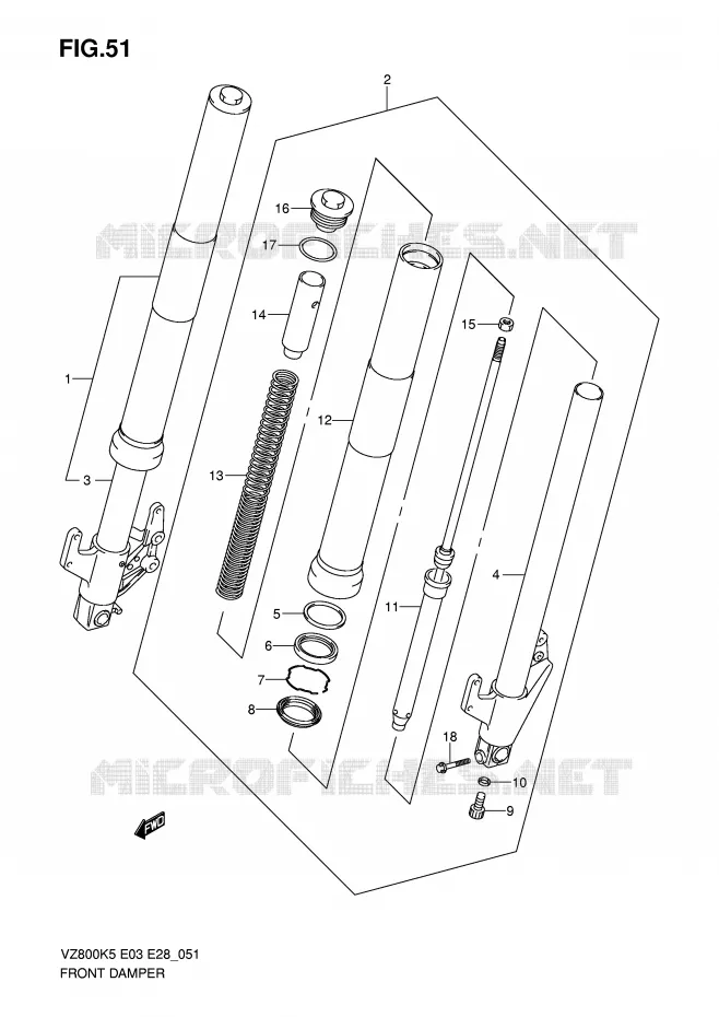 FRONT FORK Suzuki MOTO 800 MARAUDER 2007  VZ800K7(E3/E28)