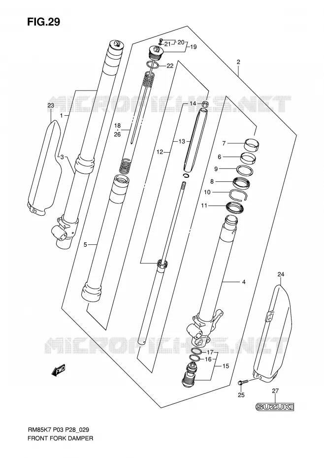 FRONT FORK Suzuki MOTO 85 RM 2009  RM85LK9(P3/P28)