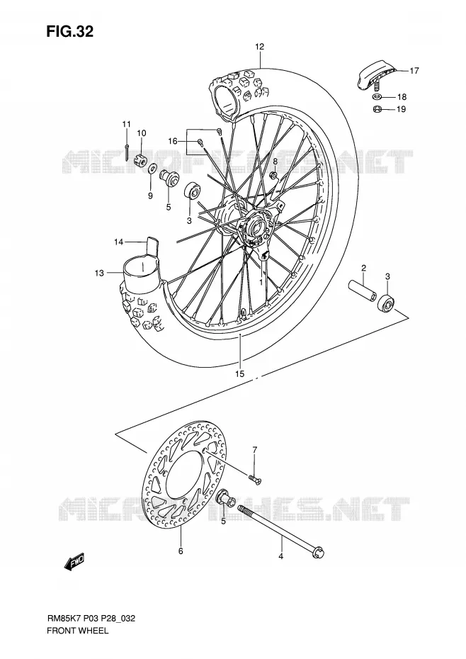 FRONT WHEEL (RM85LK7/LK8/LK9/LL0) Suzuki MOTO 85 RM 2008  RM85K8(P3/P28)