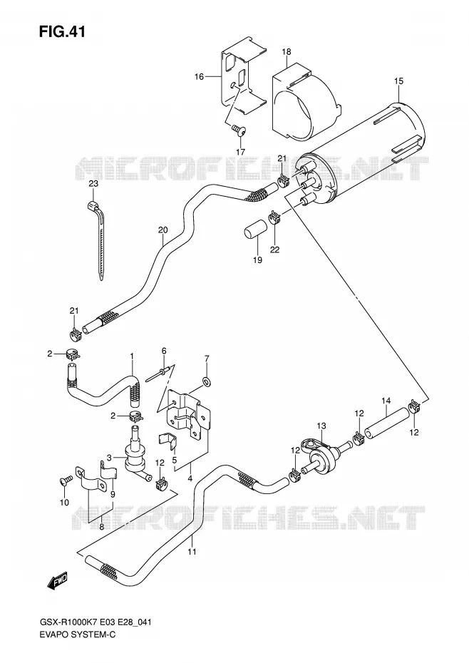 FUEL EVAP SYSTEM (E33) Suzuki MOTO 1000 GSX-R 2008  GSX-R1000 K8 (E03)