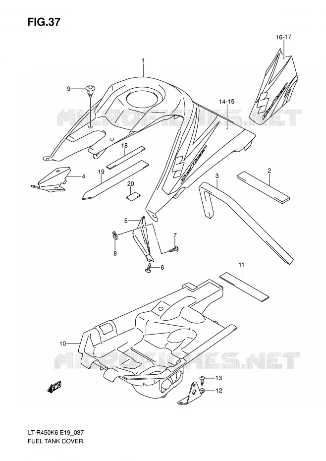 FUEL TANK COVER (MODEL K6/K7) Suzuki QUAD 450 QUADRACER 2009  LT-R450K9(E19)