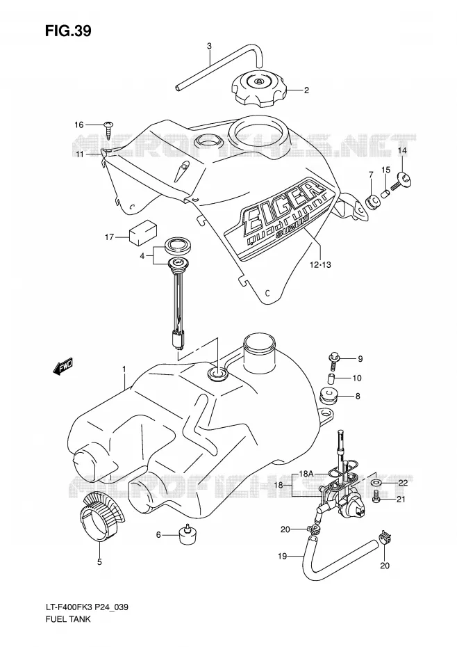 FUEL TANK (MODEL K3) Suzuki QUAD 400 EIGER 2004  LT-F400FK4(P24)