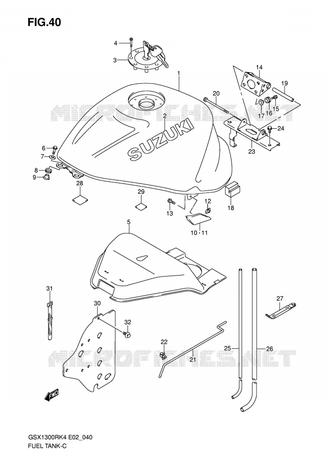 FUEL TANK (MODEL K4) Suzuki MOTO 1300 HAYABUSA 2004  GSX1300RU2K4(E2)