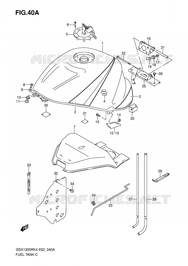 FUEL TANK (MODEL K5) Suzuki MOTO 1300 HAYABUSA 2004  GSX1300RK4(E2)