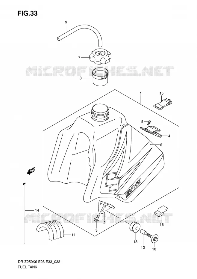 FUEL TANK (MODEL K6) Suzuki MOTO 250 DR-Z 2007  DR-Z250K7(E28/E33)