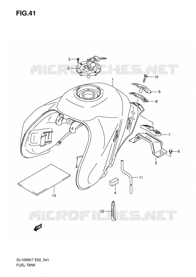 FUEL TANK (MODEL K7/K8) Suzuki MOTO 1000 V-STROM 2010  DL1000L0(P37)