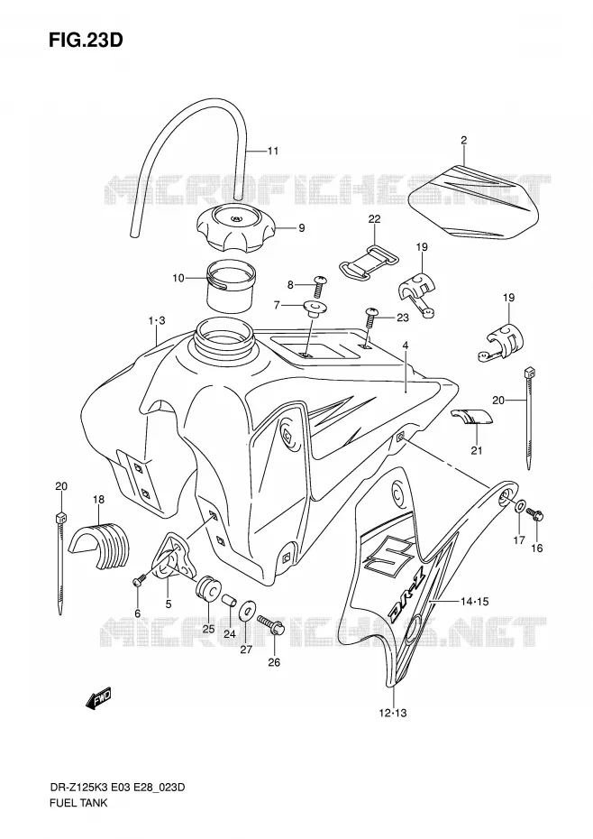 FUEL TANK (MODEL K7) Suzuki MOTO 125 DR-Z 2007  DR-Z125LK7(E3/E28)