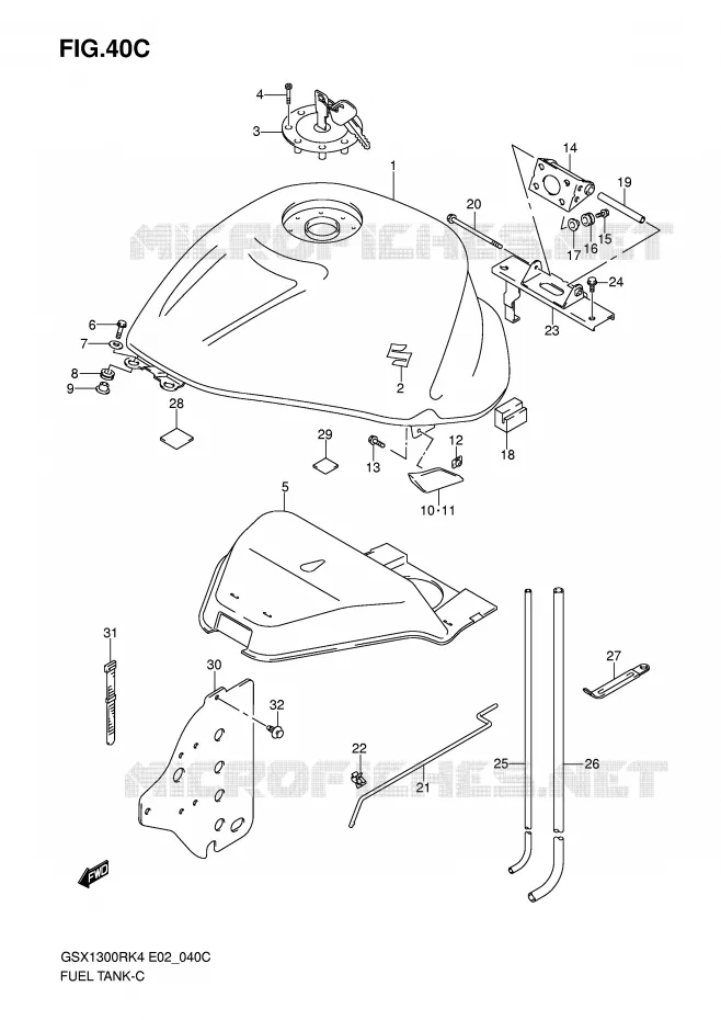 FUEL TANK (MODEL K7) Suzuki MOTO 1300 HAYABUSA 2007  GSX1300RZK7(E2)