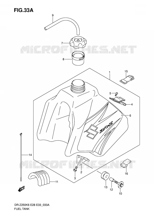FUEL TANK (MODEL K7) Suzuki MOTO 250 DR-Z 2007  DR-Z250K7(E28/E33)