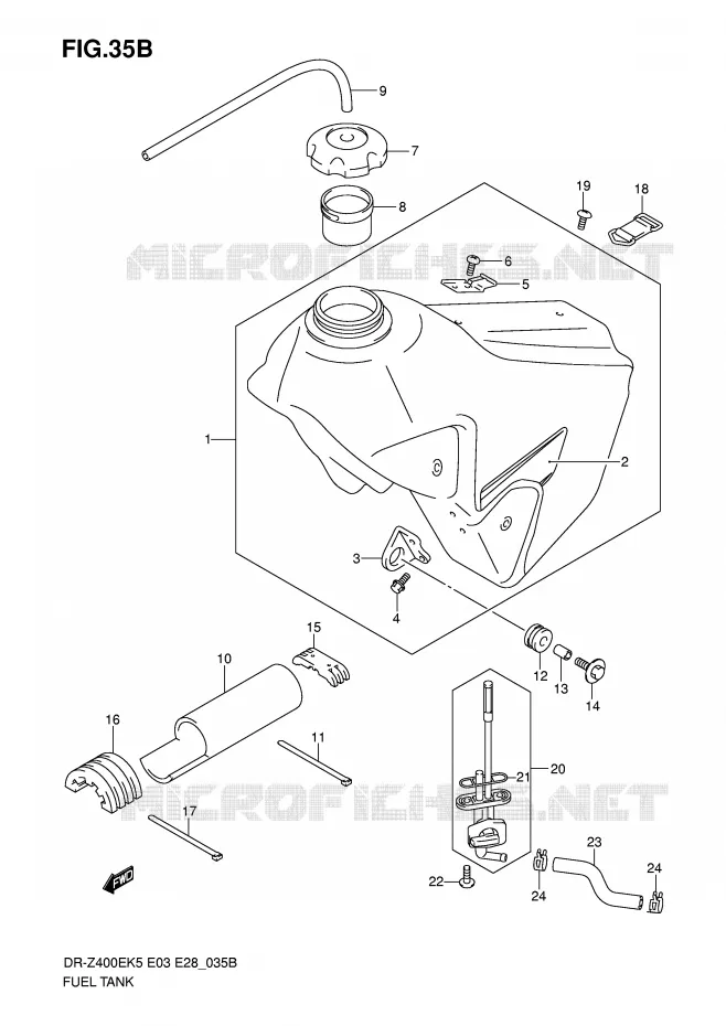 FUEL TANK (MODEL K7) Suzuki MOTO 400 DR-Z 2005  DR-Z400EK5(E3/E28)