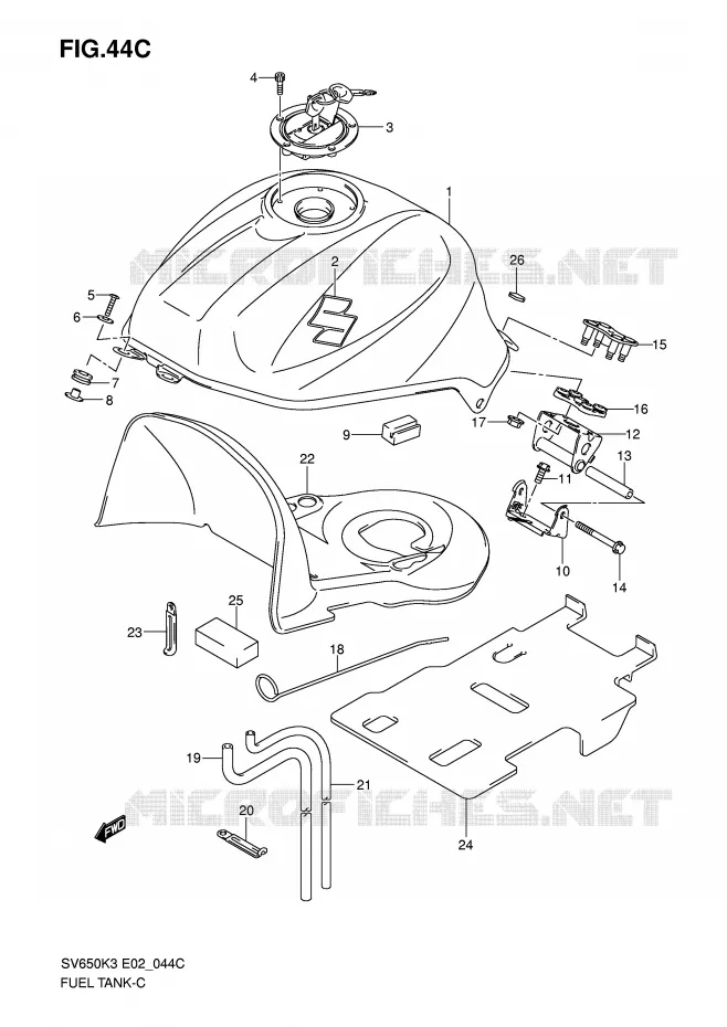 FUEL TANK (MODEL K7) Suzuki MOTO 650 SV-S 2007  SV650SK7