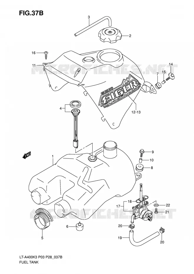 FUEL TANK (MODEL K7) Suzuki QUAD 400 EIGER 2004  LT-A400K4(P3/P28)