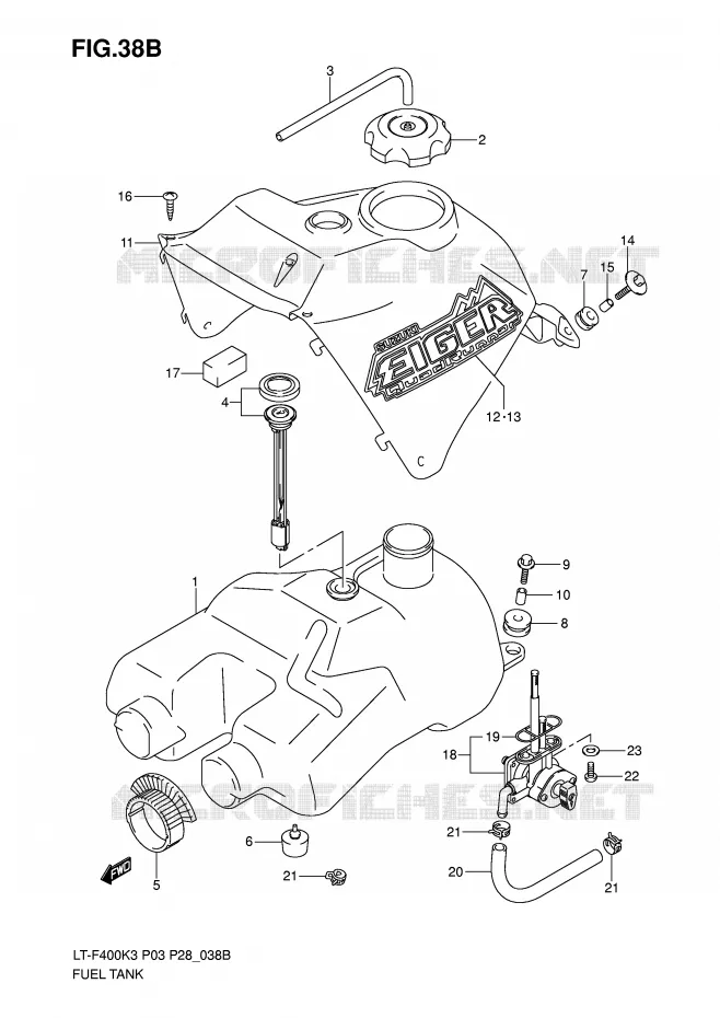 FUEL TANK (MODEL K7) Suzuki QUAD 400 EIGER 2007  LT-F400K7(P3/P28)