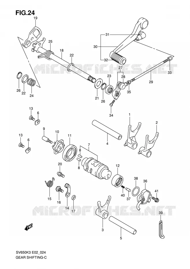GEAR SHIFTING ASSY (MODEL K3) Suzuki MOTO 650 SV-S 2007  SV650SUK7(E2)