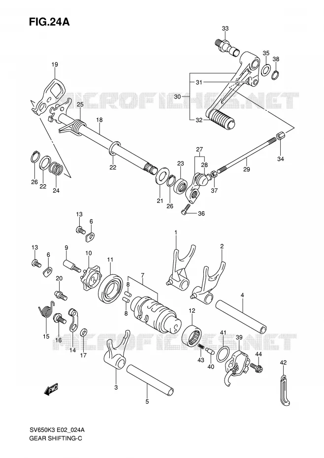 GEAR SHIFTING ASSY (MODEL K4) Suzuki MOTO 650 SV-S 2007  SV650SUK7(E2)