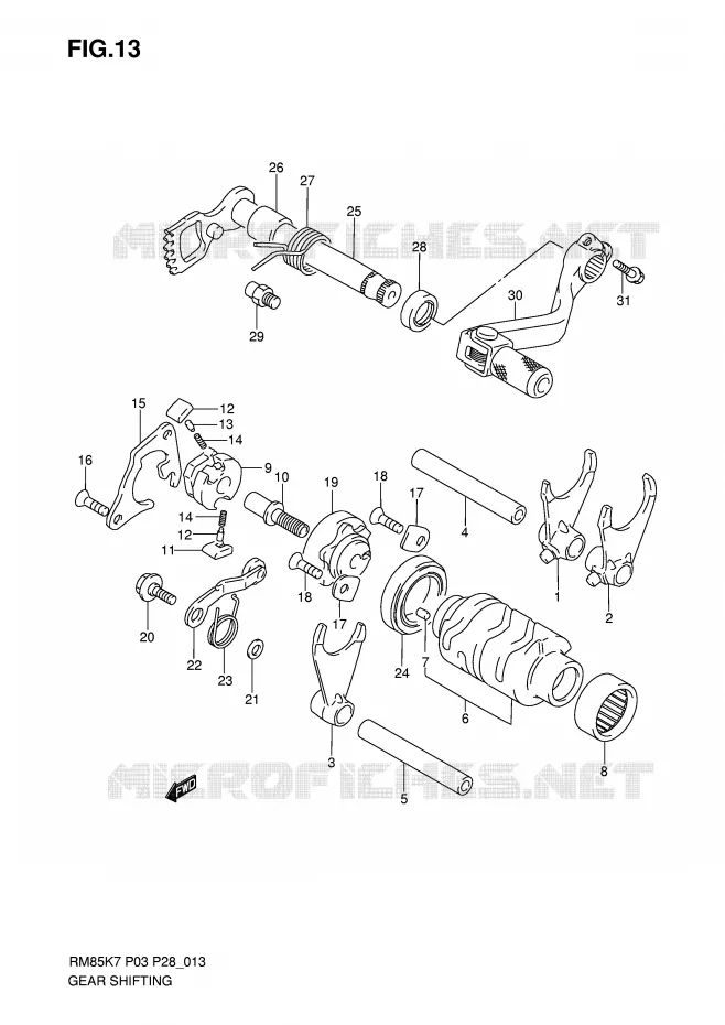 GEAR SHIFTING ASSY Suzuki MOTO 85 RM 2007  RM85K7(P3/P28)