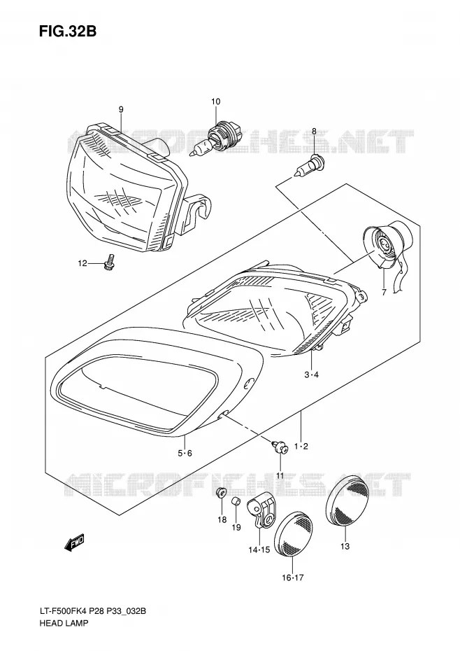 HEADLIGHT (MODEL K6/K7) Suzuki QUAD 500 VINSON 2007  LT-F500FK7(P28/P33)