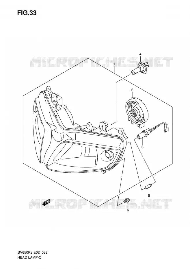 HEADLIGHT (SEE NOTE) Suzuki MOTO 650 SV-S 2004  SV650SUK4(E2)