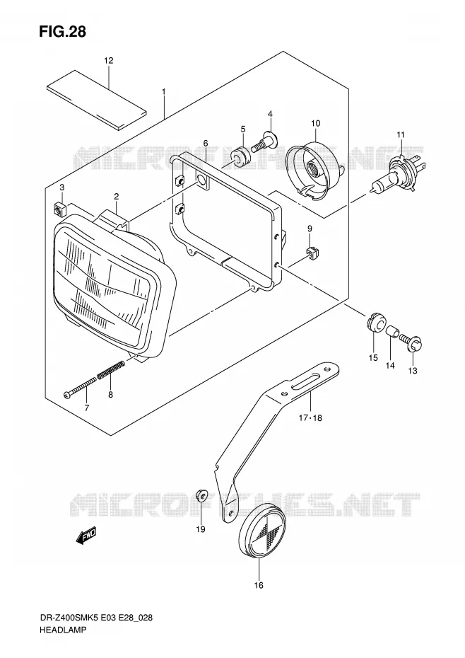 HEADLIGHT Suzuki MOTO 400 DR-Z 2007  DR-Z400SMK7(E3/E28)