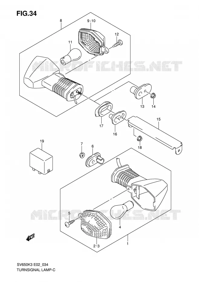 INDICATORS (NOTE) Suzuki MOTO 650 SV 2003  SV650UK3(E2)