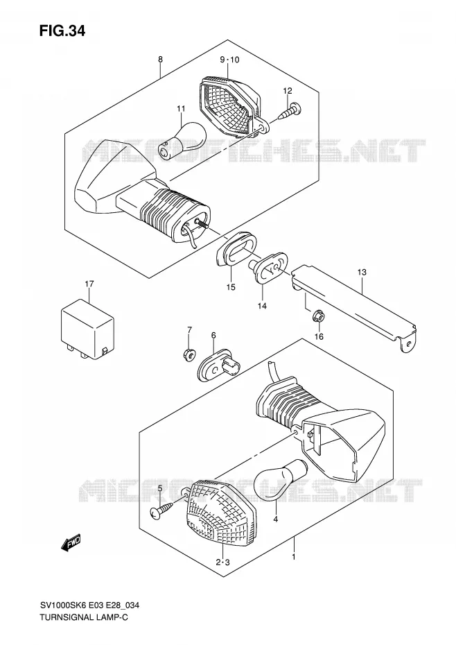 INDICATORS (SV1000) Suzuki MOTO 1000 SV 2006  SV1000K6(E3/E28)