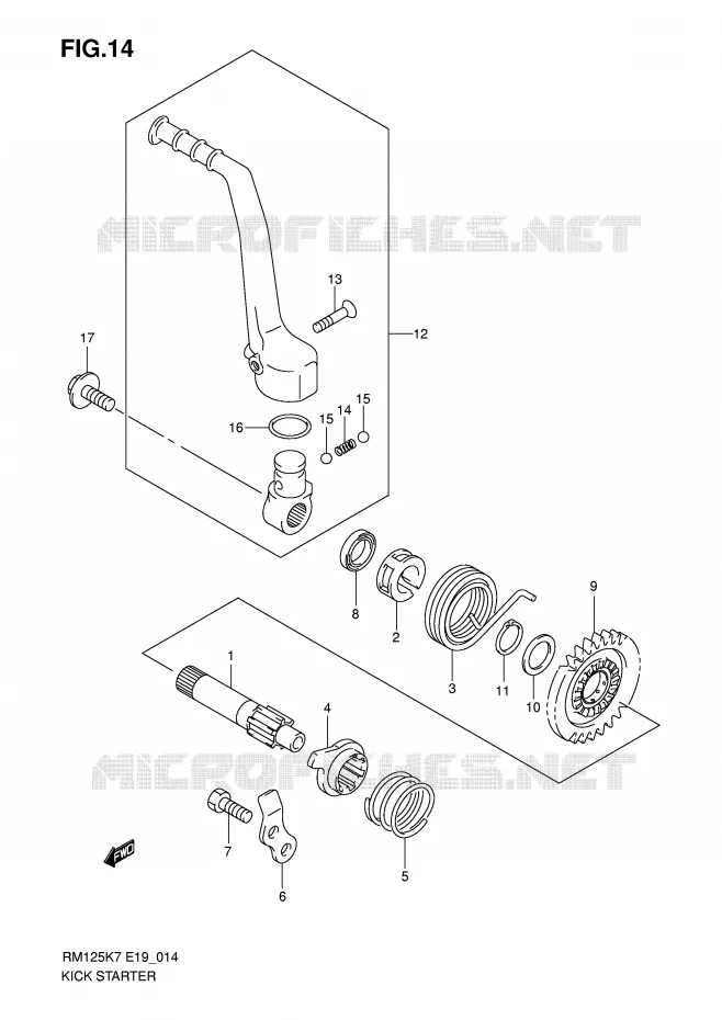 KICK STARTER Suzuki MOTO 125 RM 2007  RM125K7(E19)