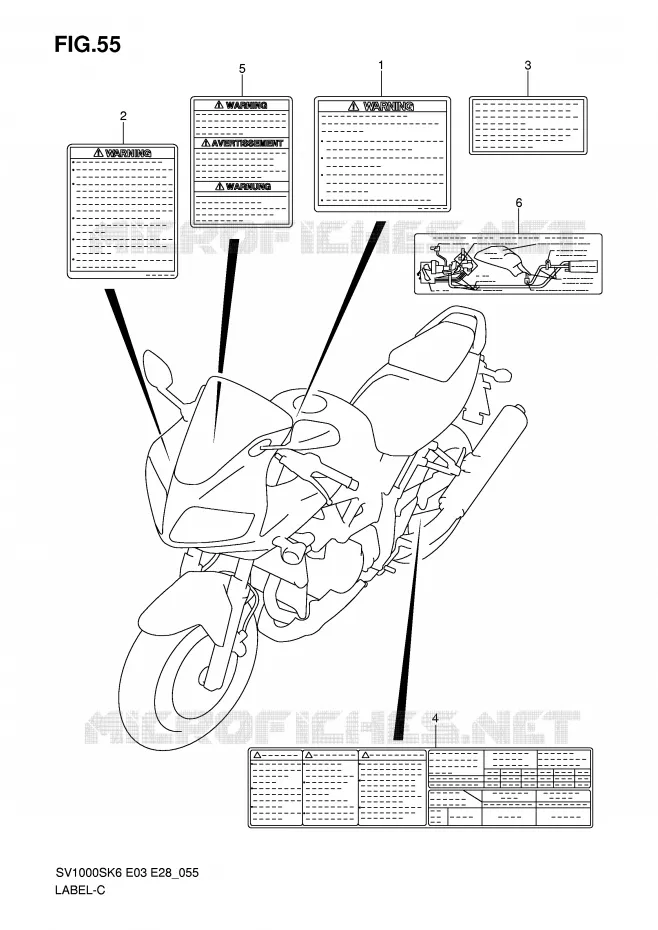 LABEL (SV1000S) Suzuki MOTO 1000 SV 2007  SV1000SK7(E3/E28)