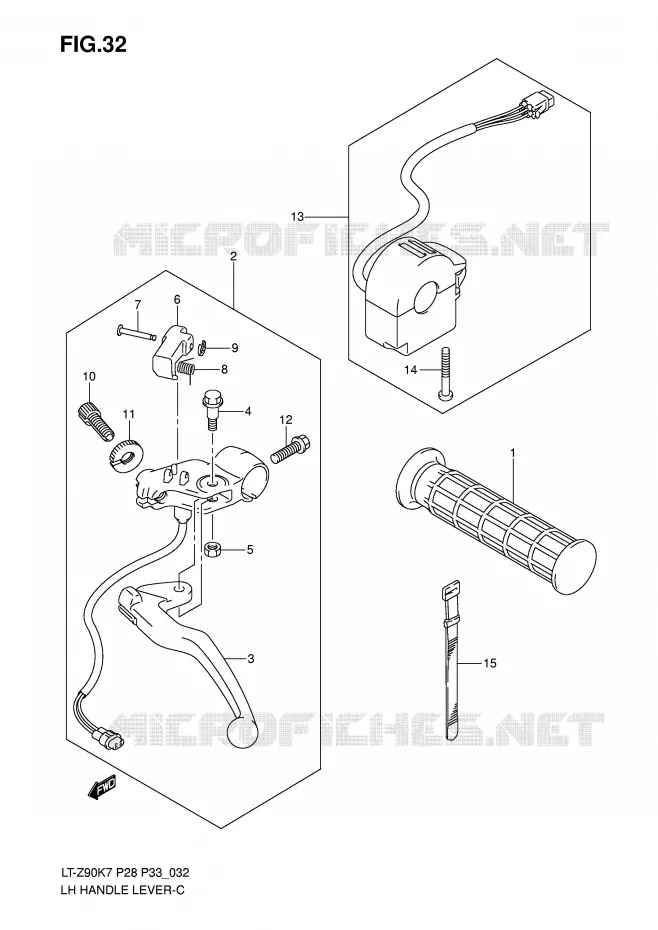 LH HANDLE LEVER Suzuki QUAD 90 QUADSPORT 2010  LT-Z90ZL0(P28/P33)
