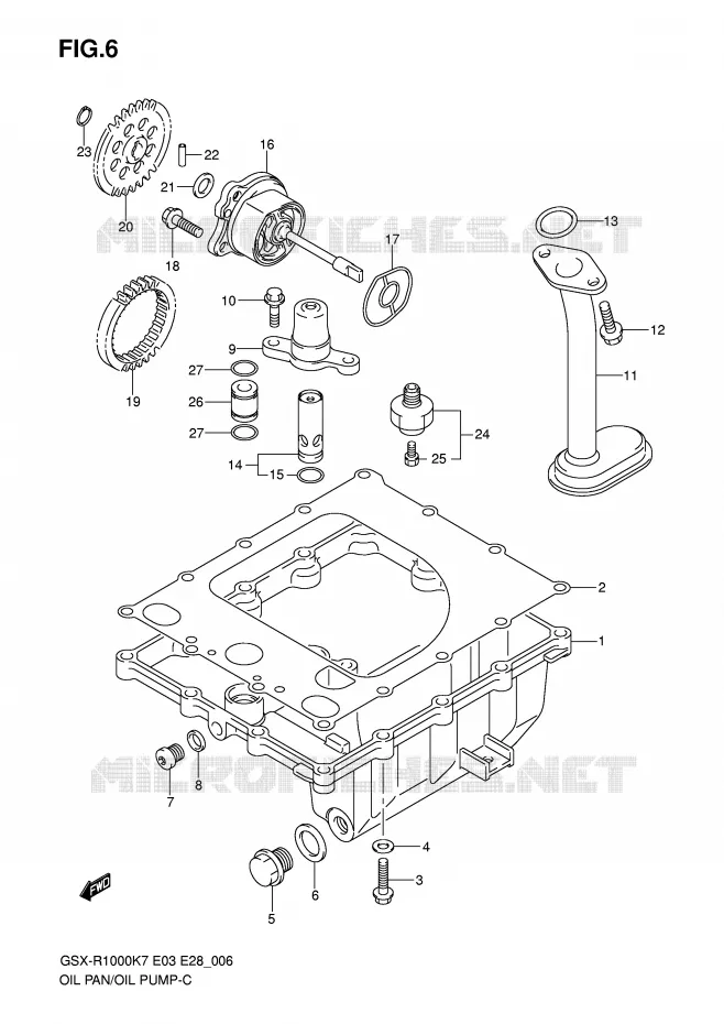 OIL PAN - OIL PUMP Suzuki MOTO 1000 GSX-R 2008  GSX-R1000 K8 (E28)