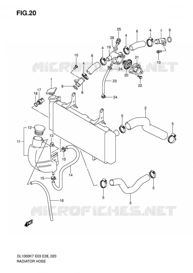 RADIATOR HOSE - EXPANSION TANK Suzuki MOTO 1000 V-STROM 2009  DL1000K9(E3/E28)