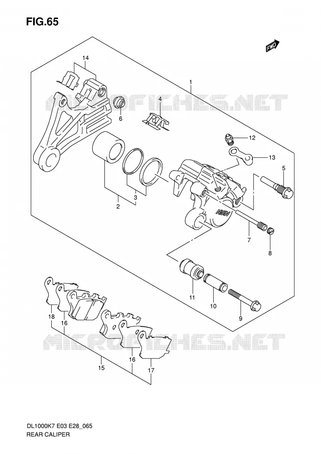 REAR CALIPER Suzuki MOTO 1000 V-STROM 2008  DL1000K8(E3/E28)