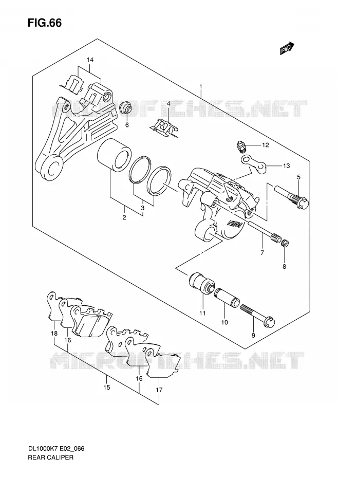 REAR CALIPER Suzuki MOTO 1000 V-STROM 2010  DL1000L0(P37)