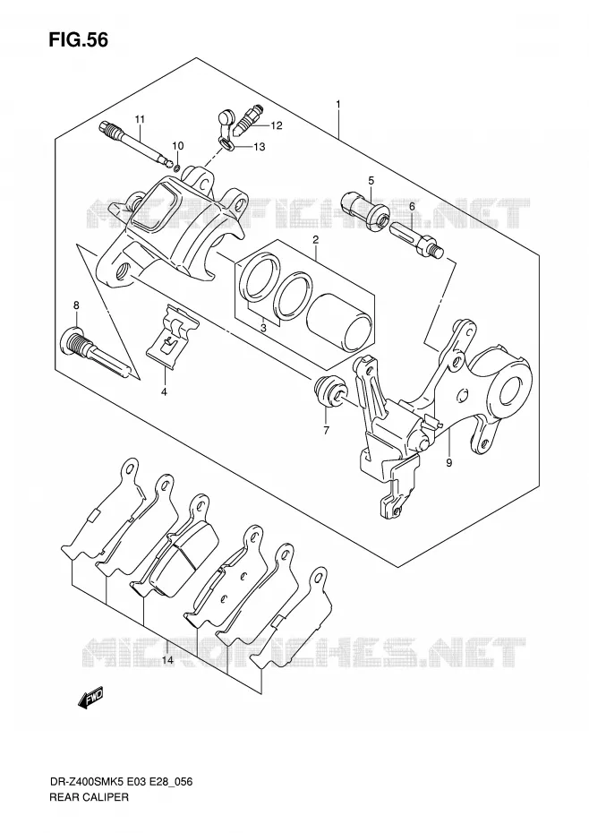 REAR CALIPER Suzuki MOTO 400 DR-Z 2009  DR-Z400SMK9(E3/E28)