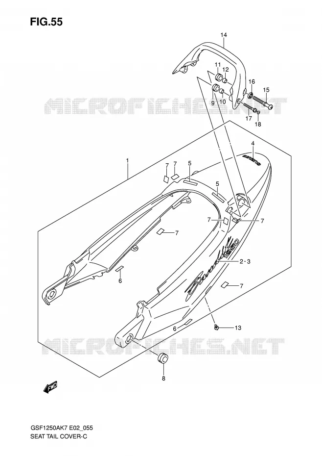 REAR FAIRING - SEAT COWL (GSF1250K7/AK7) Suzuki MOTO 1250 BANDIT-S 2007  GSF1250SAK7(E2)