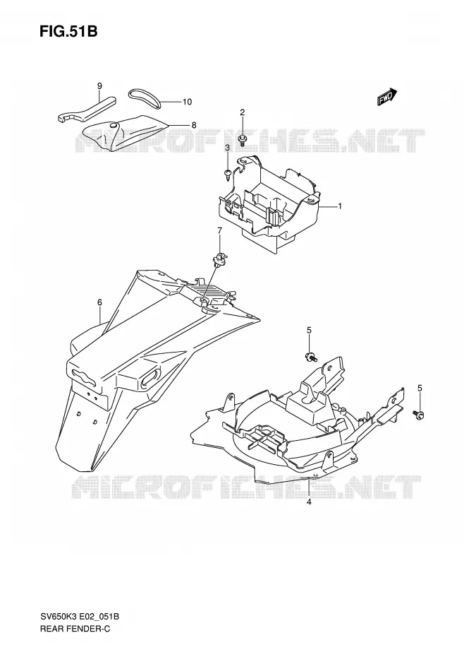 REAR FENDER (WITH ABS) Suzuki MOTO 650 SV 2004  SV650K4(E2)