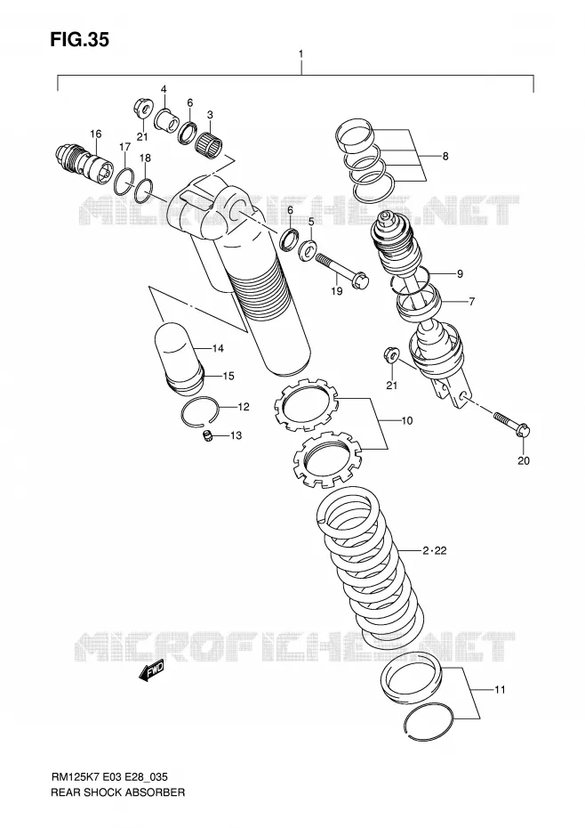 REAR SHOCK ABSORBER Suzuki MOTO 125 RM 2007  RM125K7(E3/E28)