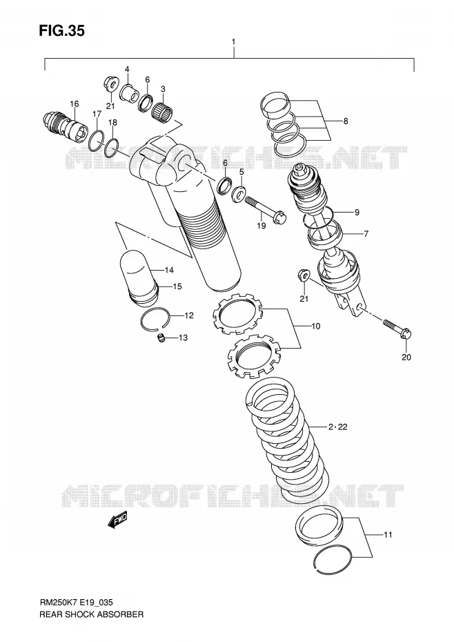REAR SHOCK ABSORBER Suzuki MOTO 250 RM 2007  RM250K7(E19)