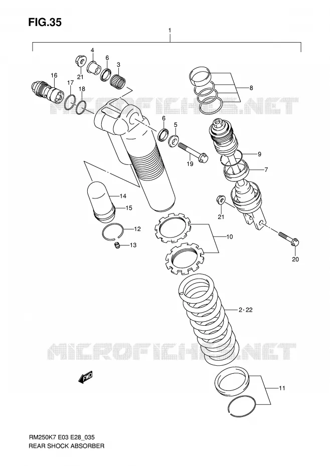 REAR SHOCK ABSORBER Suzuki MOTO 250 RM 2007  RM250K7(E3/E28)