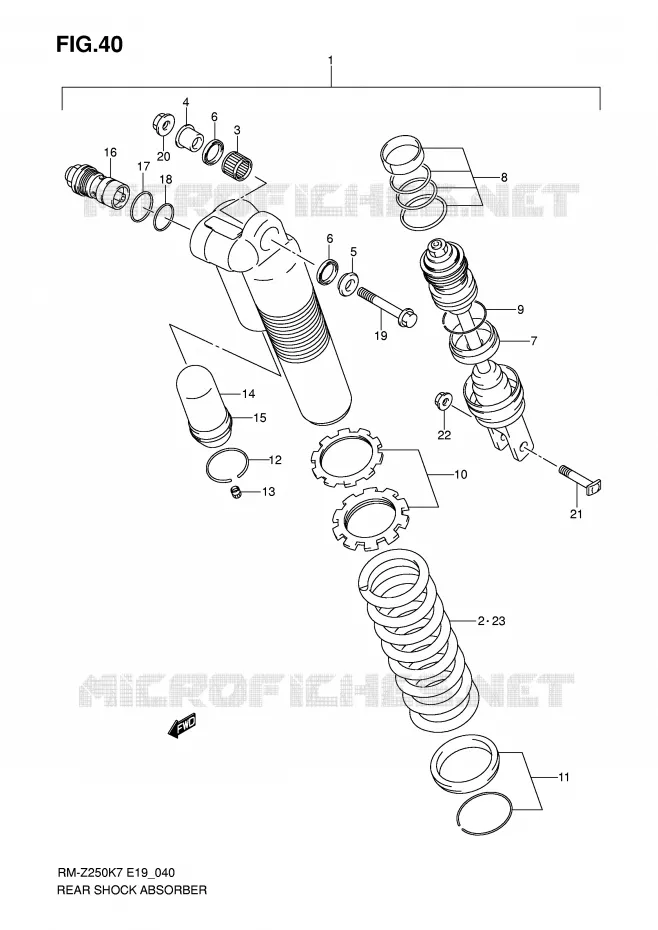 REAR SHOCK ABSORBER Suzuki MOTO 250 RM-Z 2009  RM-Z250K9(E19)