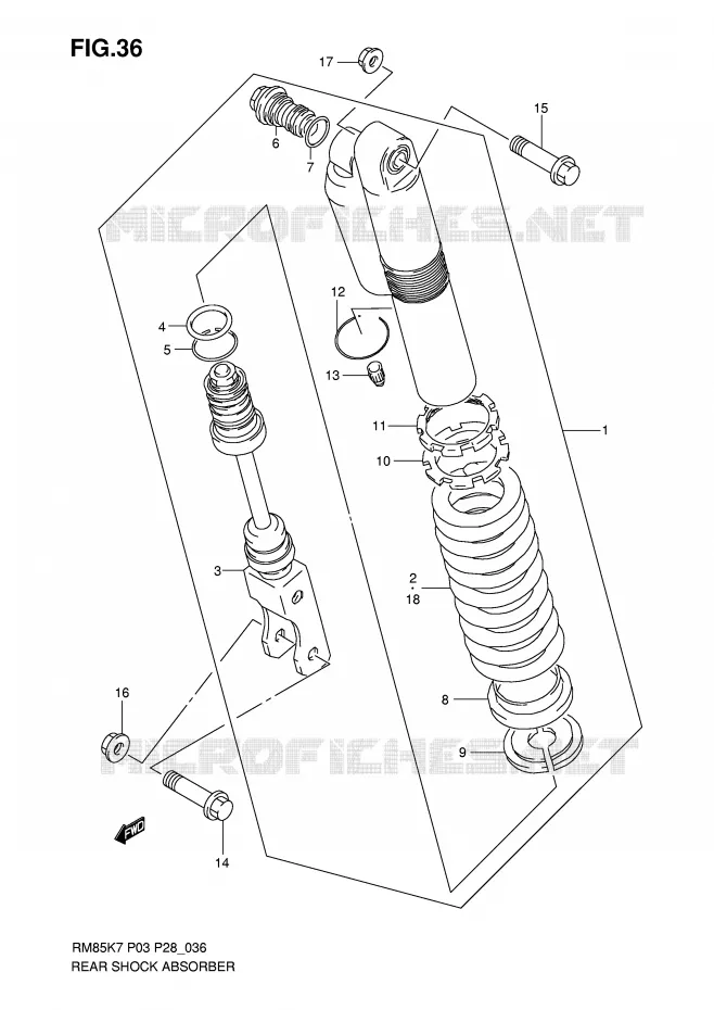 REAR SHOCK ABSORBER Suzuki MOTO 85 RM 2009  RM85K9(P3/P28)