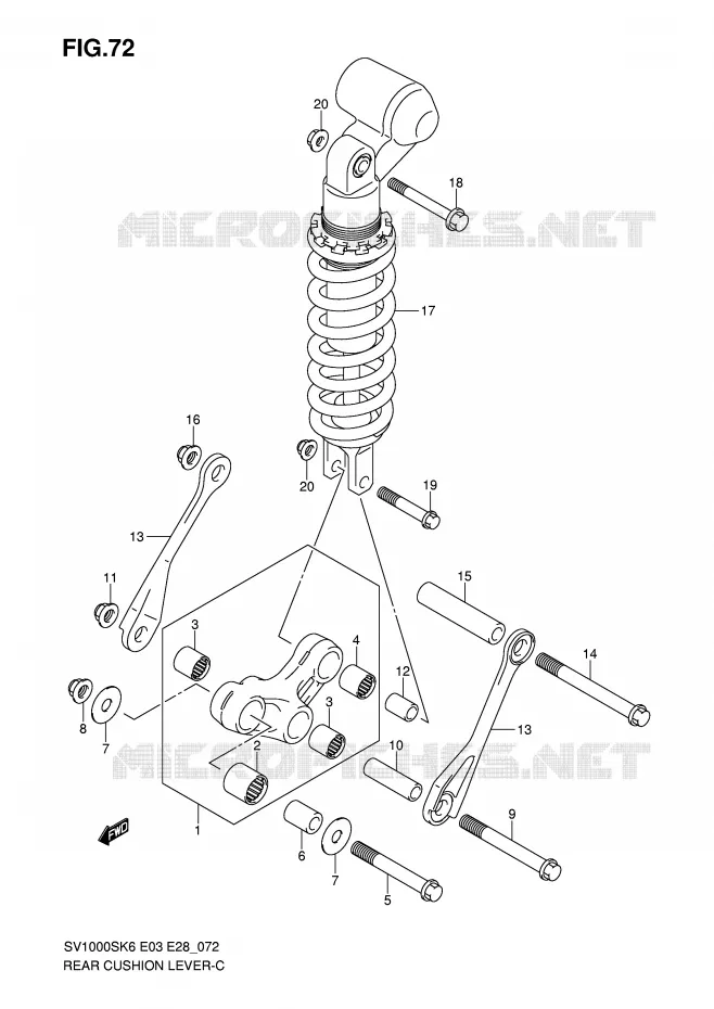 SHOCK ABSORBER LINKAGE Suzuki MOTO 1000 SV 2006  SV1000K6(E3/E28)