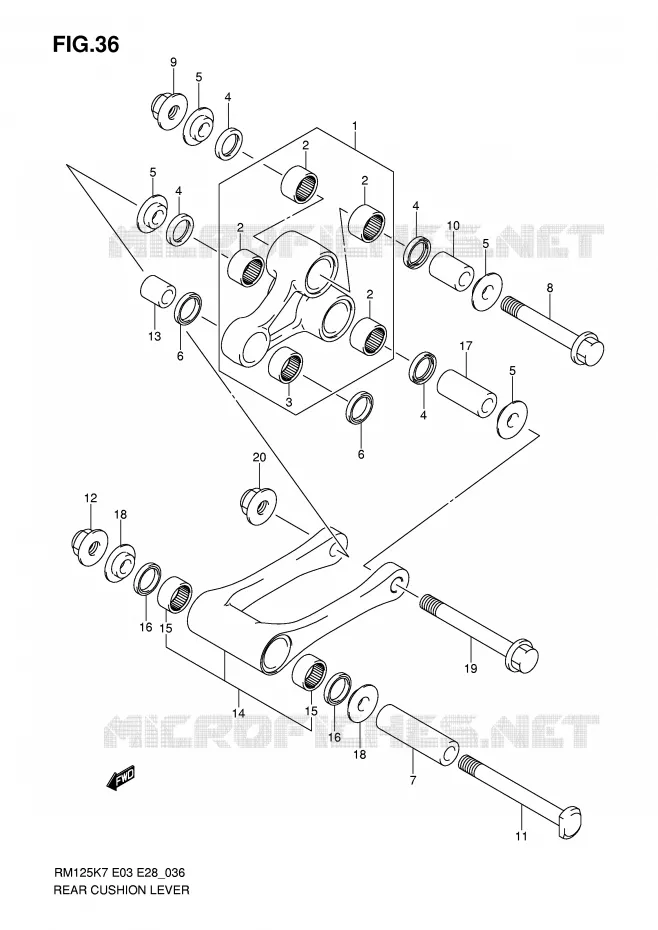 SHOCK ABSORBER LINKAGE Suzuki MOTO 125 RM 2007  RM125K7(E3/E28)