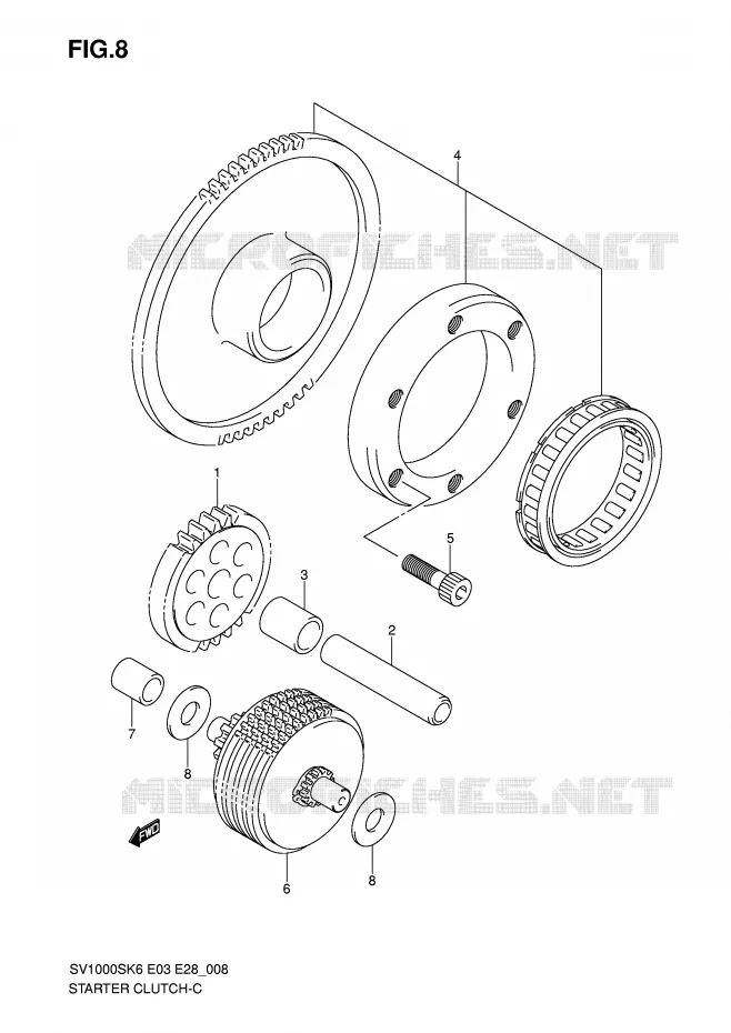 STARTER MOTOR CLUTCH Suzuki MOTO 1000 SV-S 2007  SV1000SK7(E3/E28)