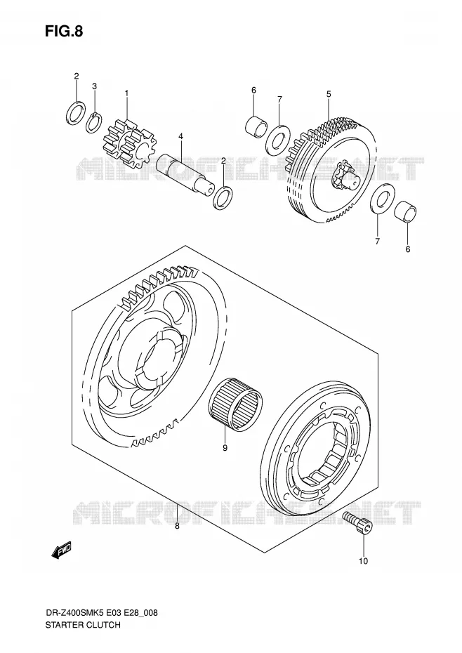 STARTER MOTOR CLUTCH Suzuki MOTO 400 DR-Z 2007  DR-Z400SMK7(E3/E28)