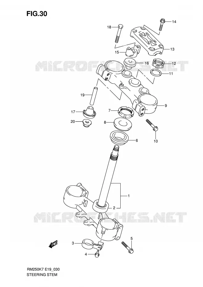 STEERING COLUMN Suzuki MOTO 250 RM 2007  RM250K7(E19)