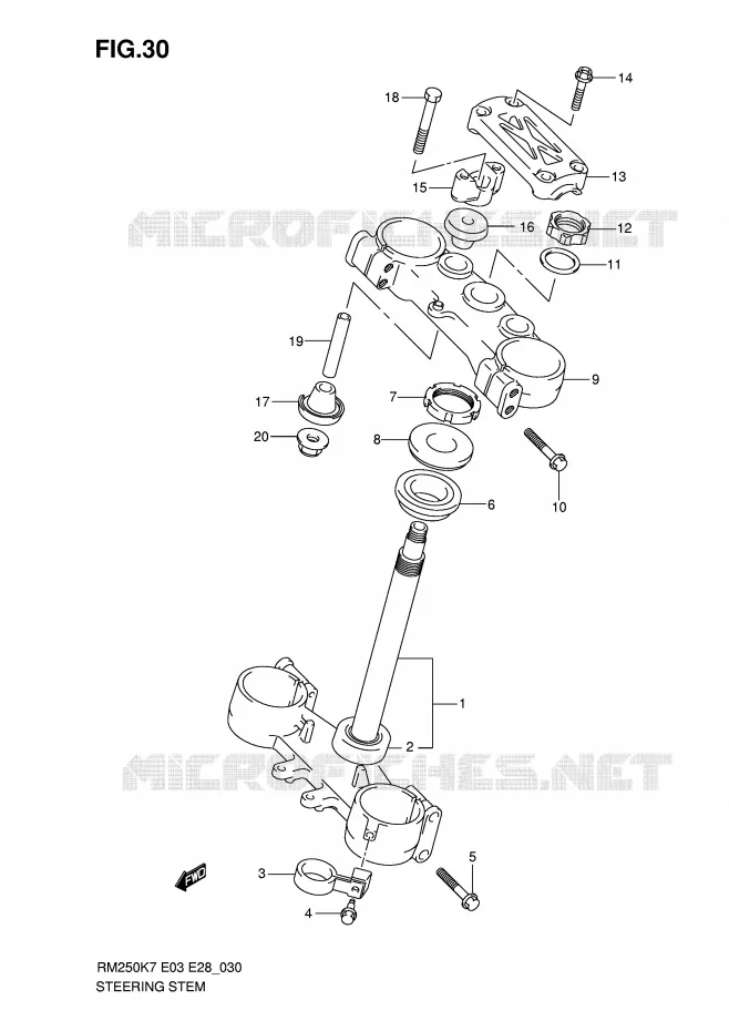 STEERING COLUMN Suzuki MOTO 250 RM 2007  RM250K7(E3/E28)