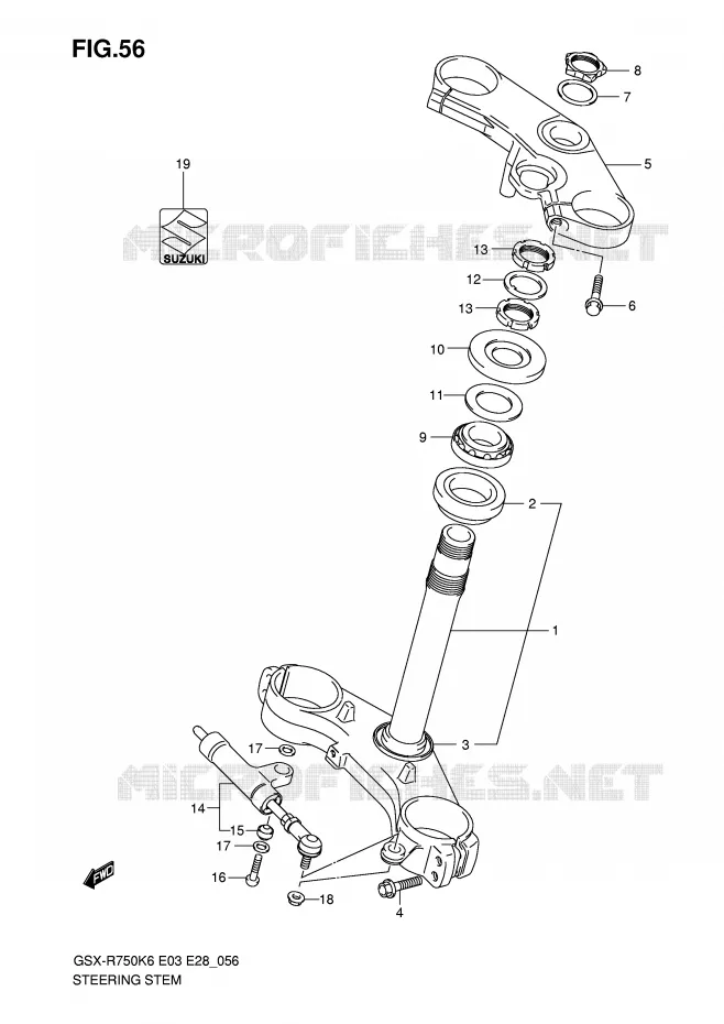 STEERING COLUMN Suzuki MOTO 750 GSX-R 2006  GSX-R750K6(E3/E28)