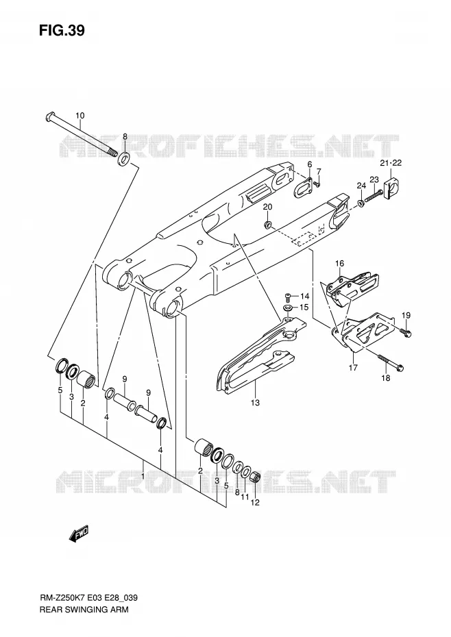 SWINGARM Suzuki MOTO 250 RM-Z 2007  RM-Z250K7(E3/E28)