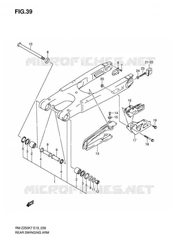 SWINGARM Suzuki MOTO 250 RM-Z 2008  RM-Z250K8(E19)