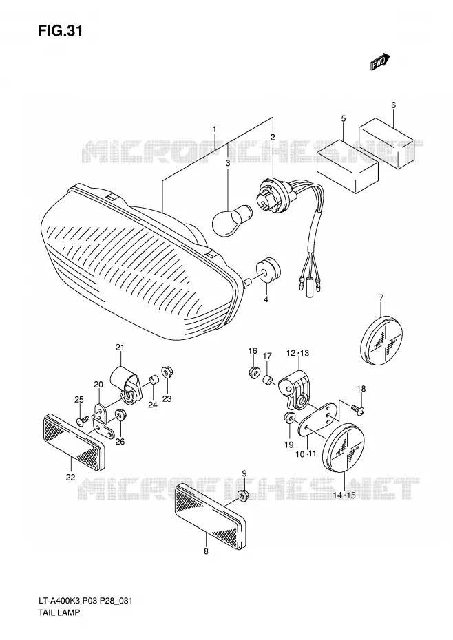 TAIL LIGHT Suzuki QUAD 400 EIGER 2007  LT-A400K7(P3/P28)